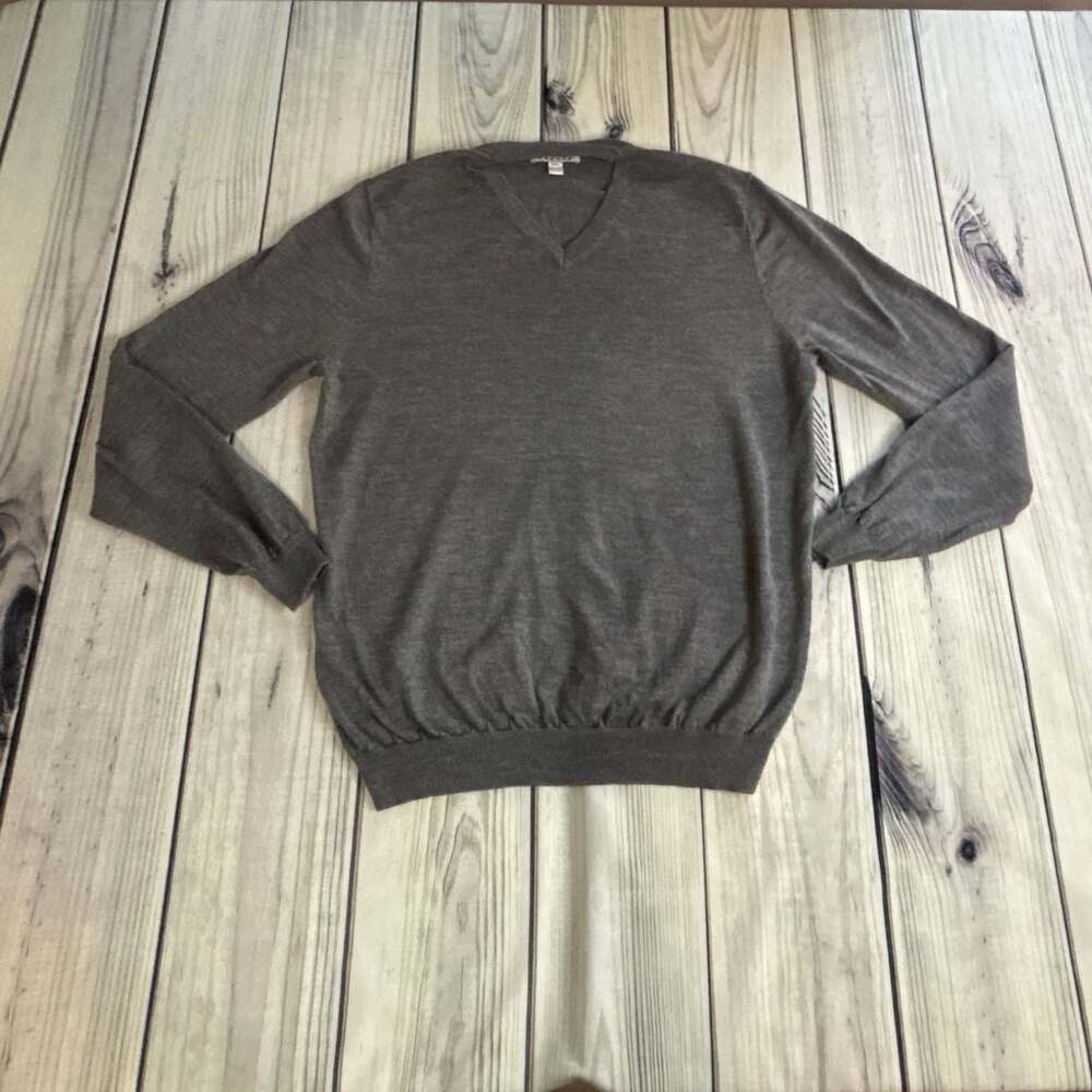 Joseph Abboud Men's Extra Fine 100% Merino Wool V-Neck Sweater Gray XXL